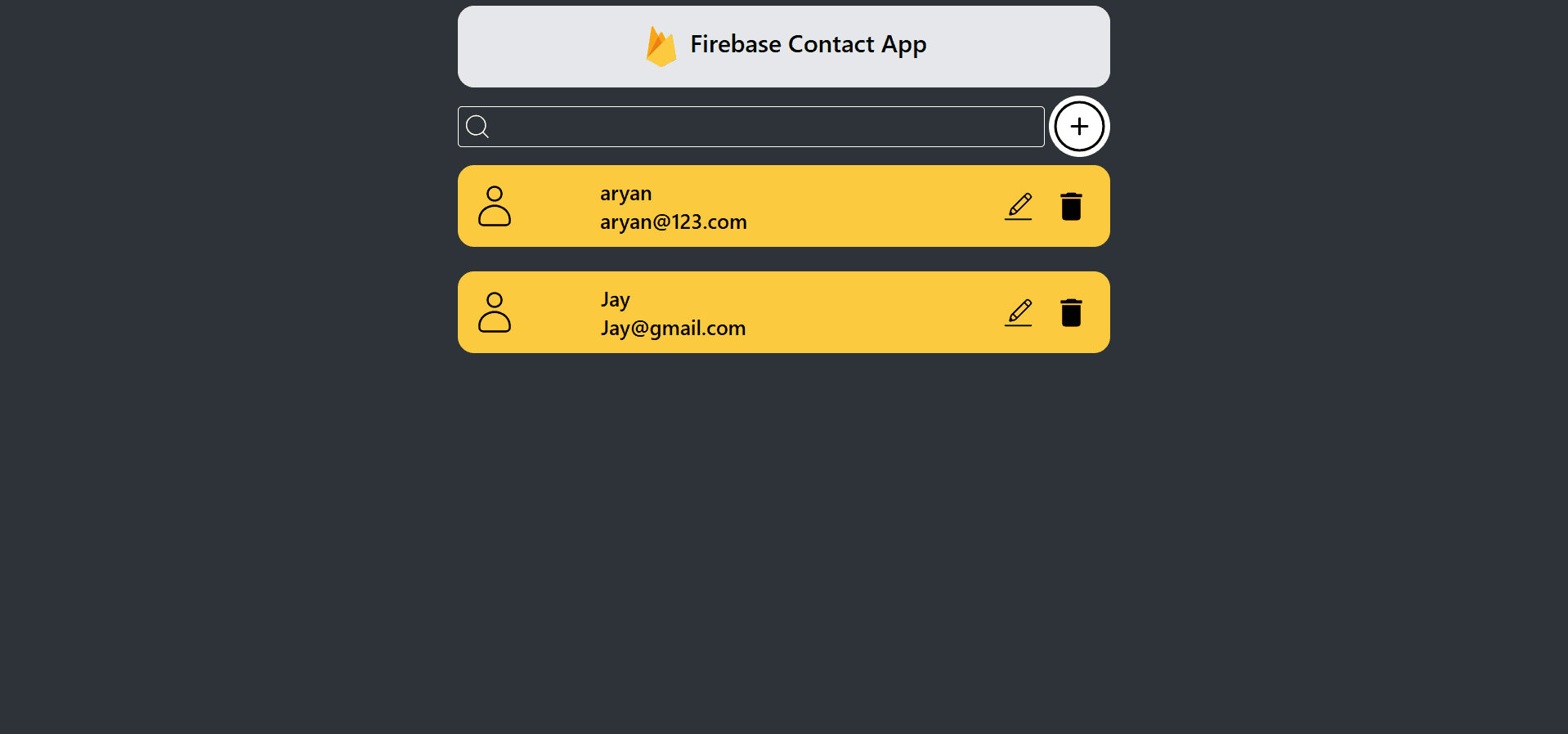 Firebase Contact App